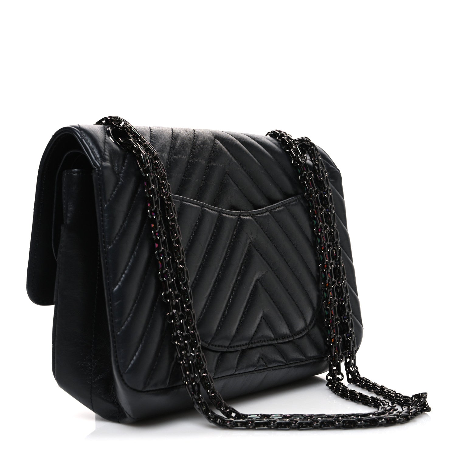 Sheepskin Chevron Quilted 2.55 Reissue 225 Double Flap So Black