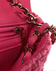 Wool Tweed Quilted Mini Rectangular Flap Dark Pink Fuchsia