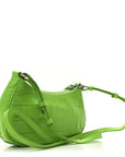 Extra Supple Calfskin Crocodile Embossed Le Cagole Mini Purse With Chain Acid Green
