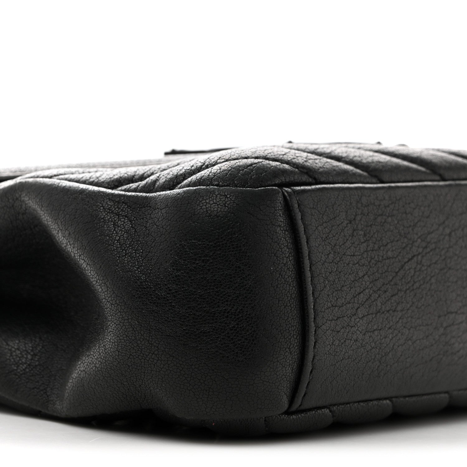 Sheepskin Matelasse Chevron Monogram Monochrome Medium College Bag Black