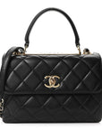 Lambskin Quilted Small Trendy CC Dual Handle Flap Bag Black