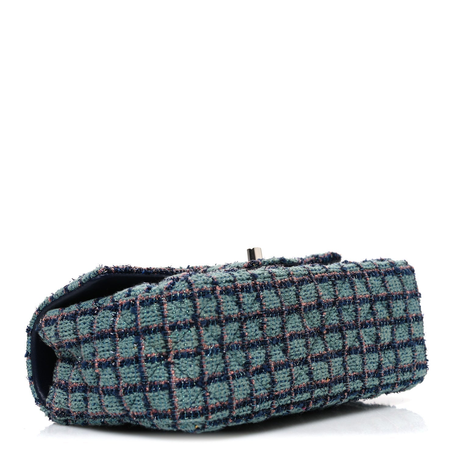Tweed Quilted Mini Rectangular Flap Green Navy Dark Beige