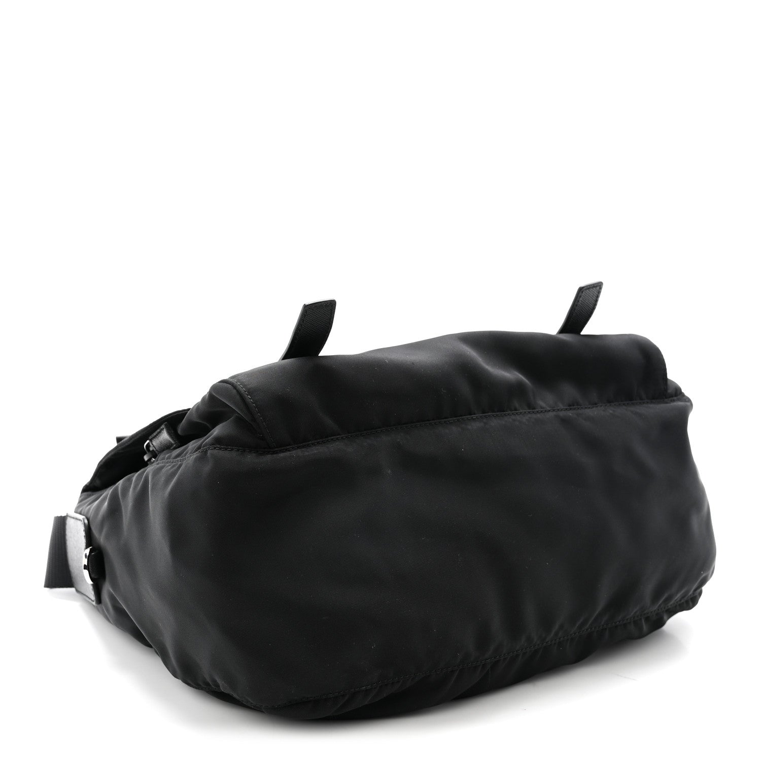 Tessuto Nylon Saffiano Double Buckle Messenger Shoulder Bag Black