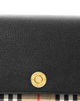 Coated Canvas Calfskin Vintage Check Medium Note Crossbody Bag Black