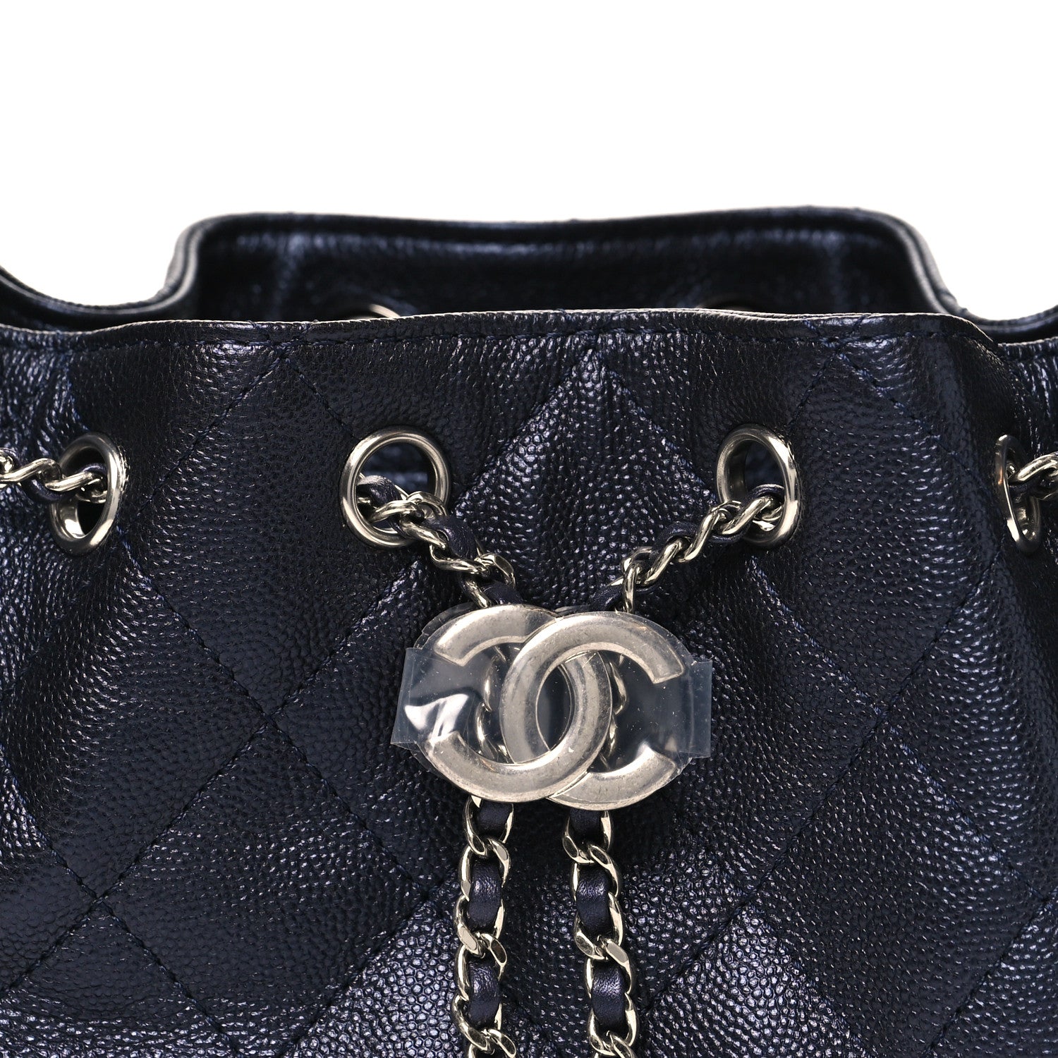Metallic Caviar Quilted Mini CHNL 25 Handbag Dark Blue