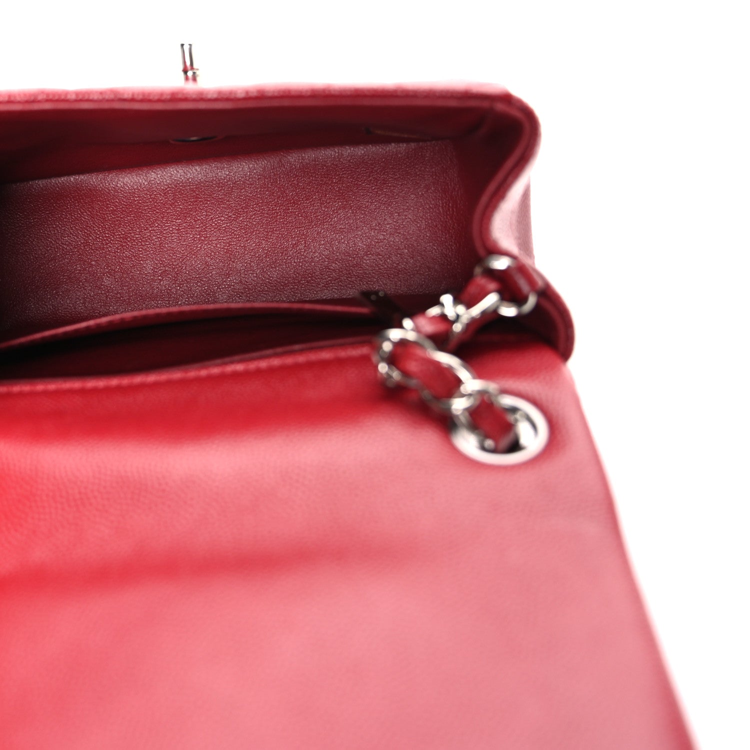 Caviar Quilted Mini Square Flap Red