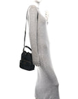 Nylon Vela Saffiano Mini Bucket Crossbody Bag Black