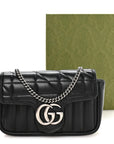 Calfskin Matelasse Aria Super Mini GG Marmont Shoulder Bag Black