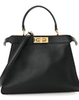 Vitello Seta Shiny Nappa Medium Peekaboo I SEE U Satchel Black Light Rose