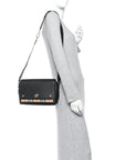 Grainy Calfskin Vintage Check Note Crossbody Bag Black
