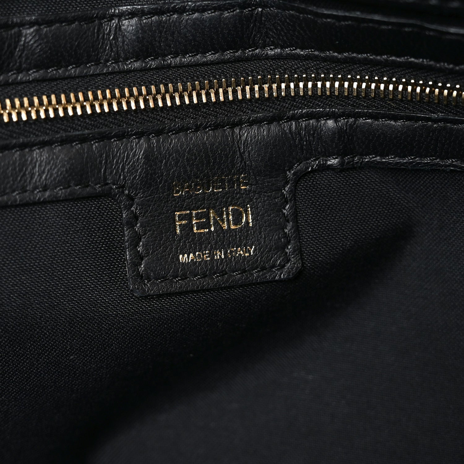 Nappa FF 1974 Embossed Large Baguette Black