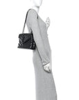 Calfskin Y Quilted Monogram Monochrome Small Loulou Chain Satchel Black