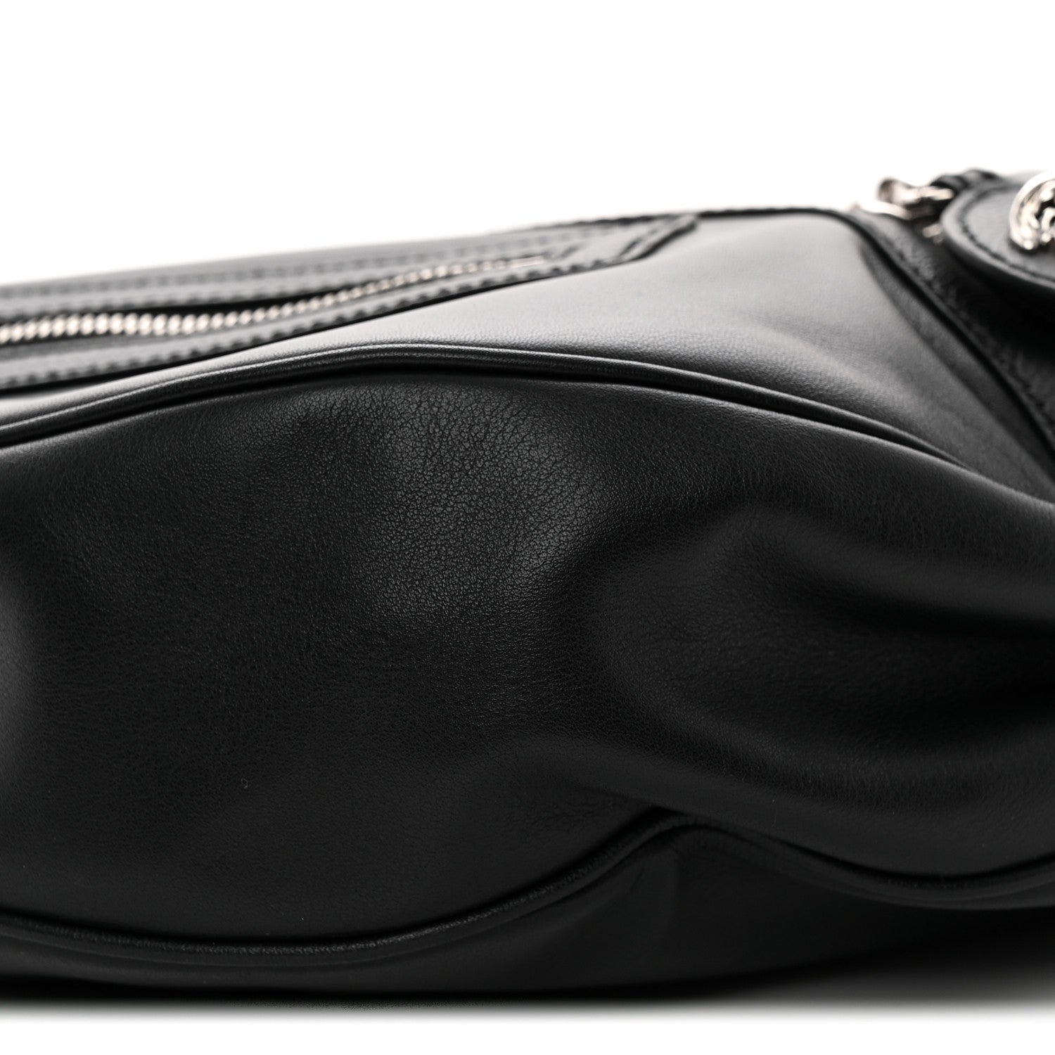 Calfskin Small Repeat Zip Hobo Black