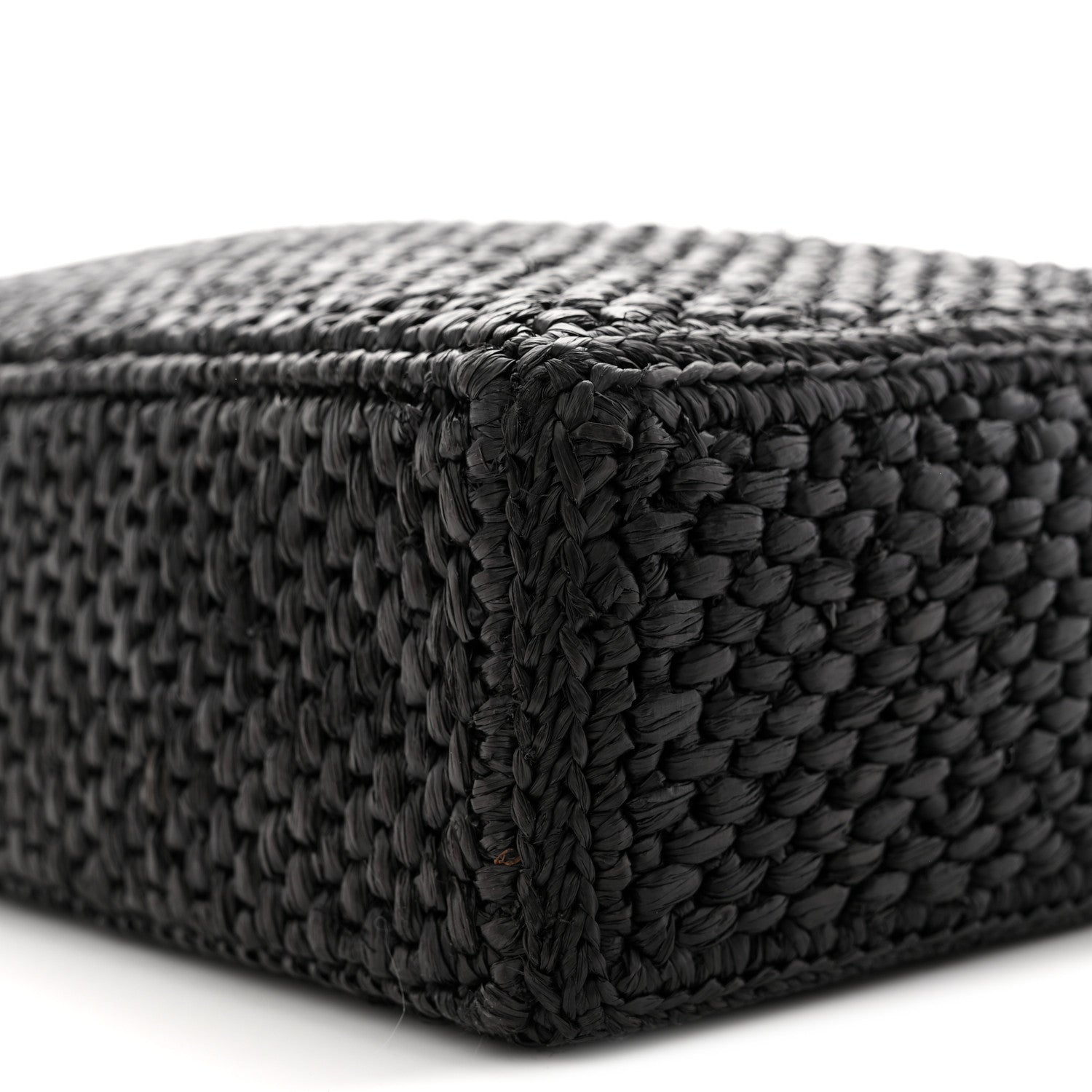 Raffia Calfskin Standard A4 Tote Bag Black