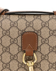 GG Supreme Monogram Textured Calfskin Emblem Mini Shoulder Bag Beige Dark Brown
