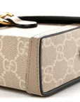 GG Supreme Monogram Textured Dollar Calfskin Mini Horsebit 1955 Shoulder Bag Beige Mystic White Oatmeal