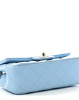Lambskin Quilted Mini Rectangular Flap Light Blue