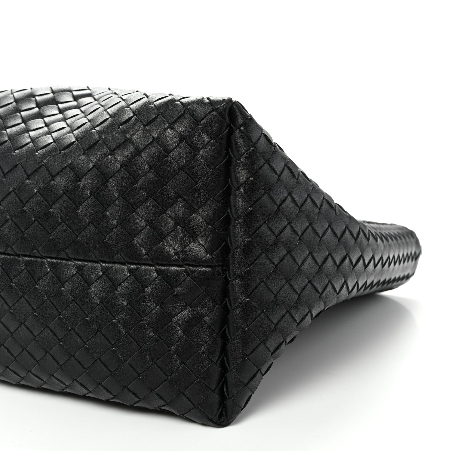 Calfskin Intrecciato Pinacoteca Reversible Tote Black Fondant