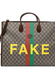 GG Supreme Monogram Fake/Not Large Retro Interlocking G Tote Bag Beige Brown Sugar