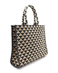 Jacquard Saffiano Triangolo Symbole Embroidered Large Tote Black Corda
