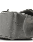Metallic Lambskin Quilted Mini Rectangular Flap  Dark Grey