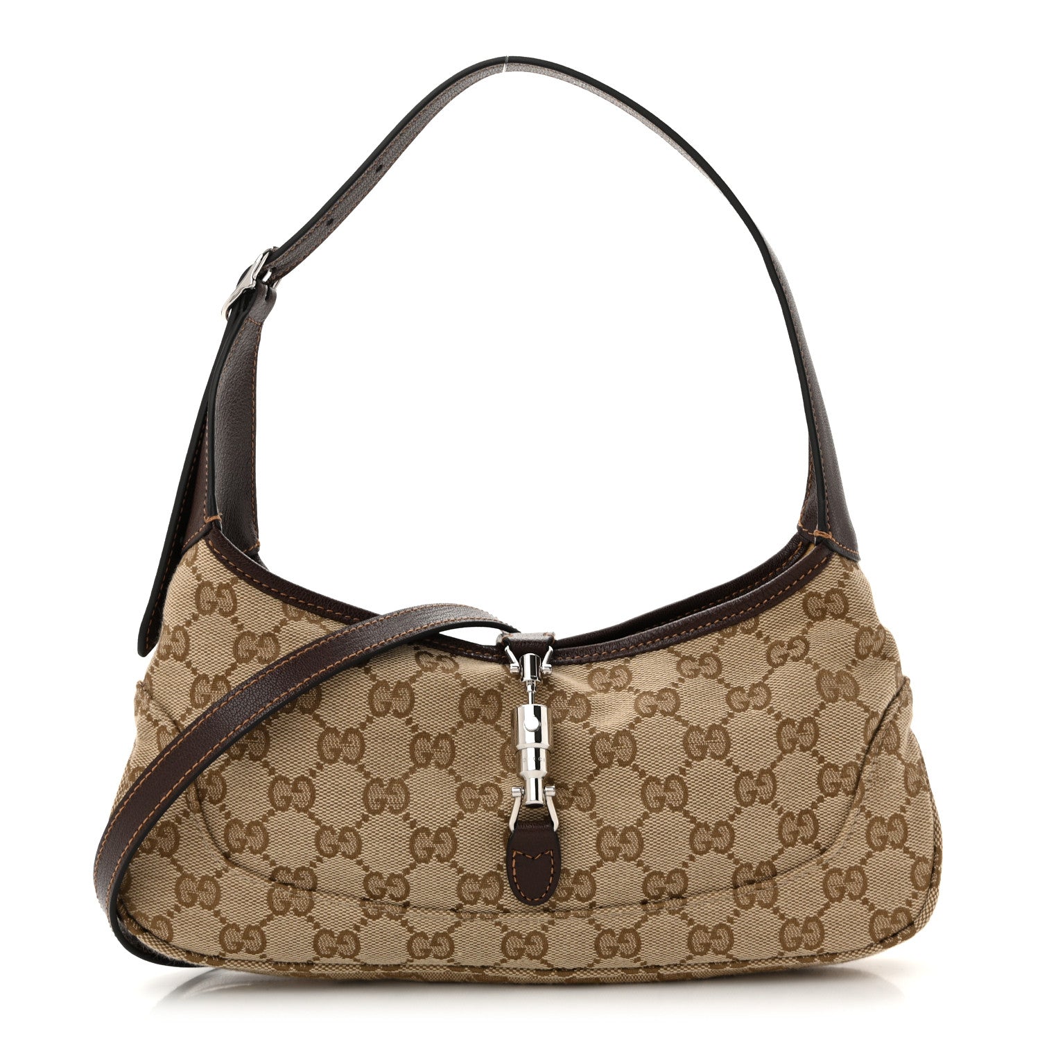 GG Supreme Grained Calfskin Medium Jackie Slim Shoulder Bag Sand Dark Brown