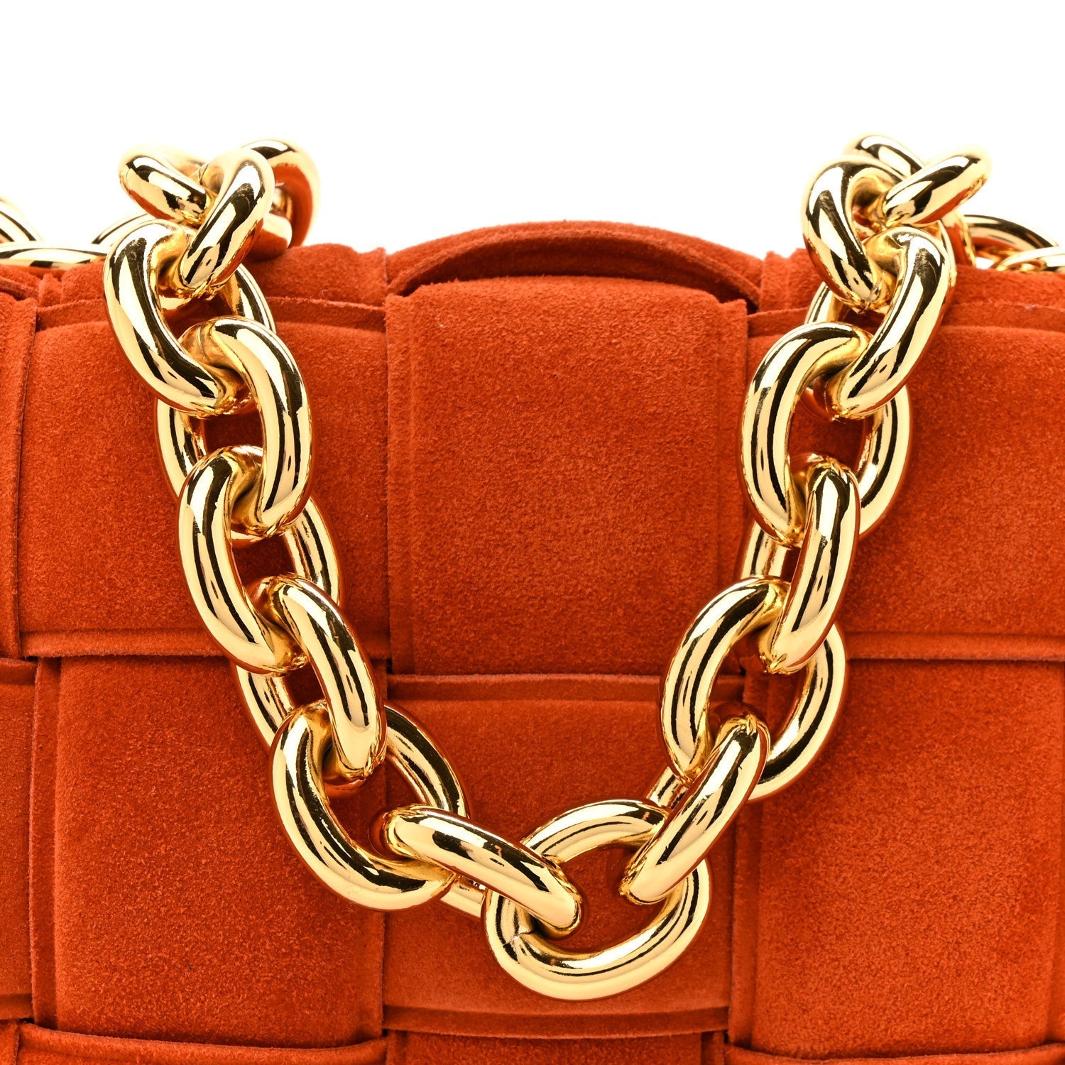 Suede Maxi Intrecciato Padded Chain Cassette Crossbody Bag Maple