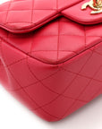 Lambskin Quilted Mini Square Flap Dark Pink