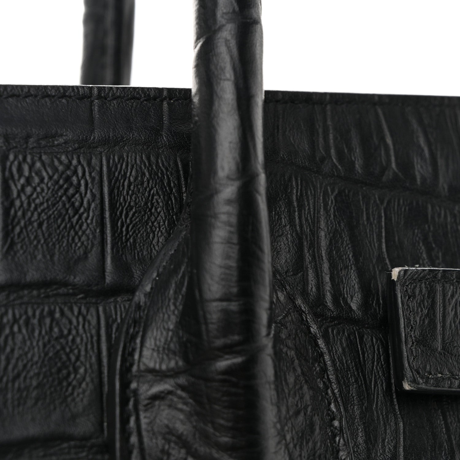 Calfskin Crocodile Embossed Small Sac de Jour Black
