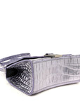 Metallic Calfskin Crocodile Embossed Hourglass Top Handle Bag XS Lilac