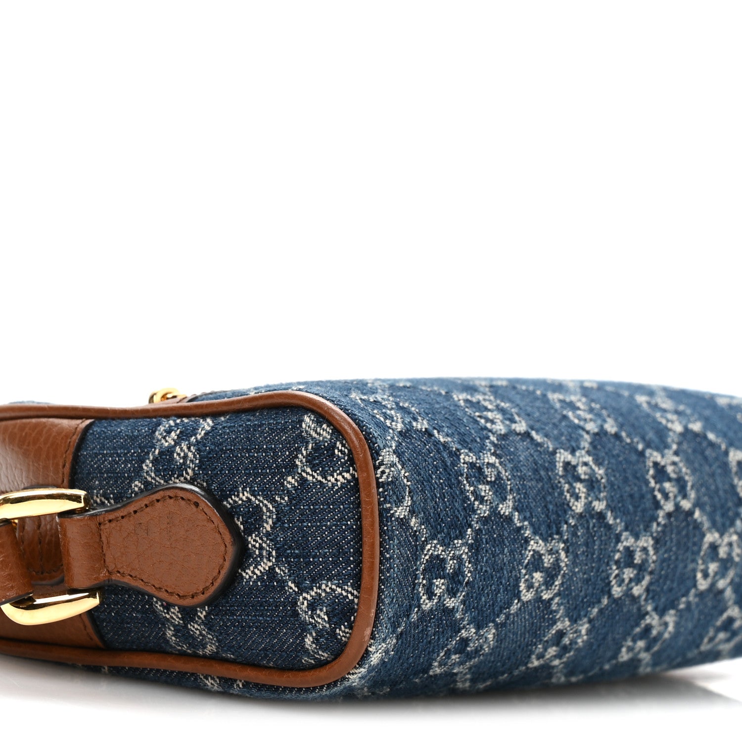New Denim GG Monogram Dollar Calfskin Mini Ophidia Shoulder Bag Blue Tea Cuir Epilog