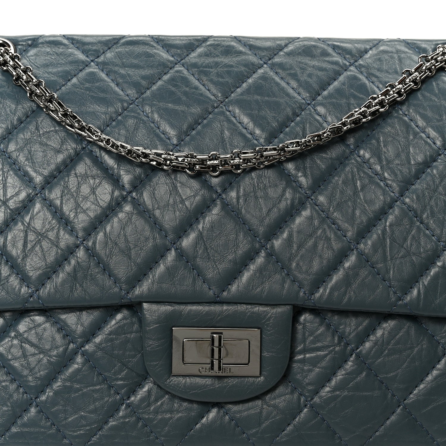 Aged Calfskin Quilted 2.55 Reissue 226 Flap Dark Blue