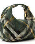 Canvas Knitted Check Mini Peg Duffle Bag Ivy