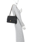 Caviar Quilted Jumbo Double Flap Black