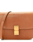 Natural Calfskin Medium Classic Box Flap Bag Tan