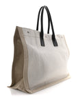 Linen Calfskin Rive Gauche Tote Greggio Natural