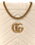 Calfskin Matelasse Mini GG Marmont 2.0 Bucket Bag White