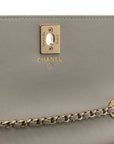 Lambskin Quilted Trendy CC Dual Handle Clutch With Chain Grey