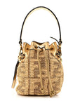 Raffia Lurex Vitello Laminato F is FNDI FF Crochet Mini Mon Tresor Bucket Bag Natural Oro