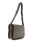 GG Supreme Monogram Horsebit 1955 Shoulder Bag Beige Brown Sugar