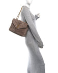 Suede Y Quilted Monogram Medium Loulou Chain Satchel Taupe