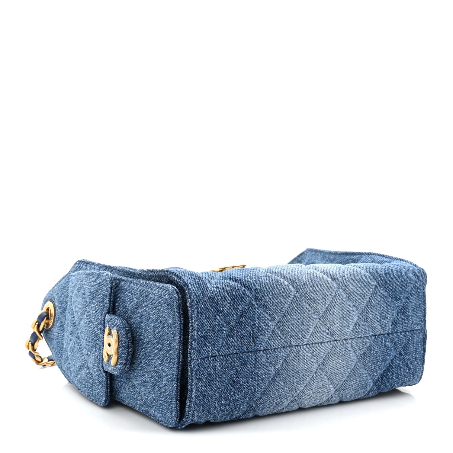 Washed Denim Quilted Mini CHNL 25 Handbag Blue