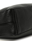Vitello Daino Medium Double Zip Shoulder Bag Black