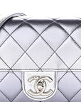 Metallic Lambskin Like A Wallet Flap Silvery Black