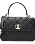 Lambskin Quilted Small Trendy CC Dual Handle Flap Bag Black
