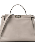 Vitello Seta Plexiglass Granite Large Peekaboo Iconic Satchel Polvere