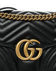 Calfskin Matelasse Small GG Marmont Shoulder Bag Black