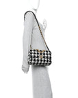 Tweed Quilted Medium CHNL 19 Flap Black Ecru White