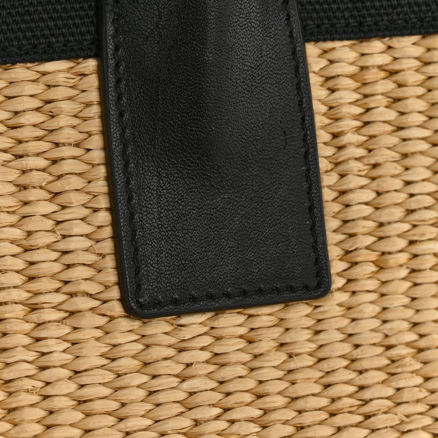 Raffia Linen Calfskin Rive Gauche Tote Naturale Black