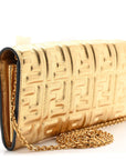 Vitello Catalan Mirror FF 1974 Embossed Continental Wallet on Chain Gold